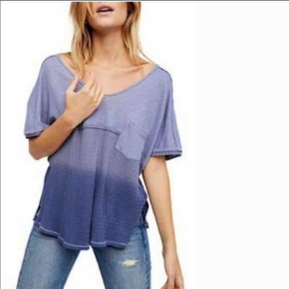 Free People Sundial Dip-Dye Blue Top - Picture 1 of 5